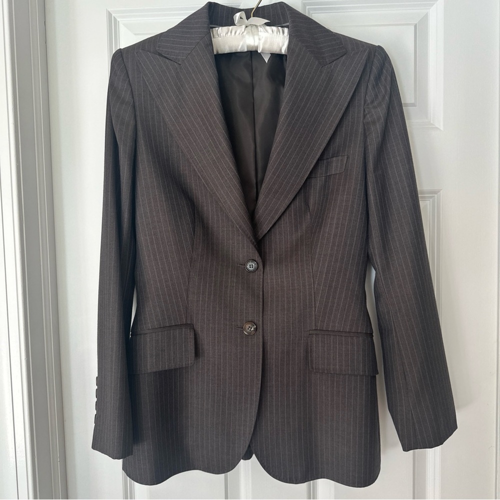 Anne Klein Taupe Pinstripe Blazer